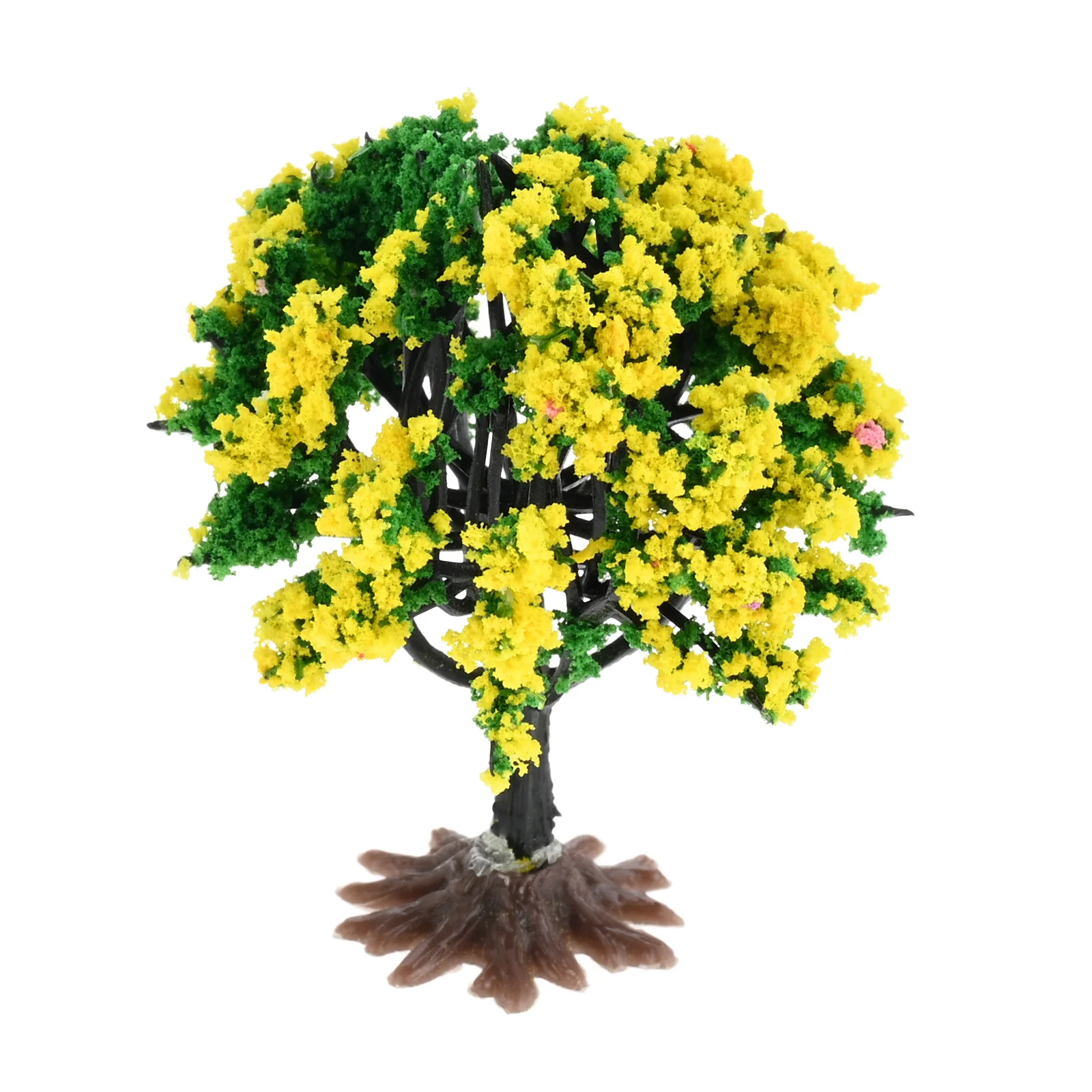 Árbol de flores amarillas en miniatura, 10 piezas, 6cm, modelo de tren, paisaje de árbol Artificial, decoración de ferrocarril, accesorios de paisaje de construcción
