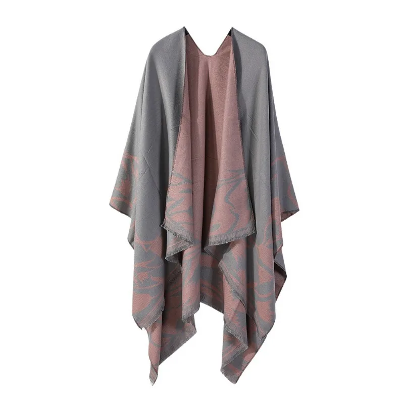 Cashmere Poncho Women Man Jacquard Scarf Winter Warm Shawl Cape Pashmina Female Warm Shawl Blanket Stole Cloak Luxury Fashion