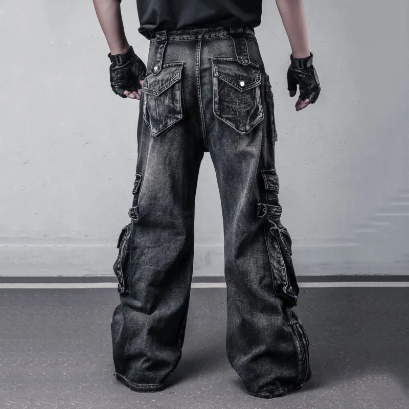 Celana Punk Fungsional High Street Multi-saku Tiga Dimensi Gaya Safari Pria Baru Musim Semi Musim Gugur HKSH Ins HK13294