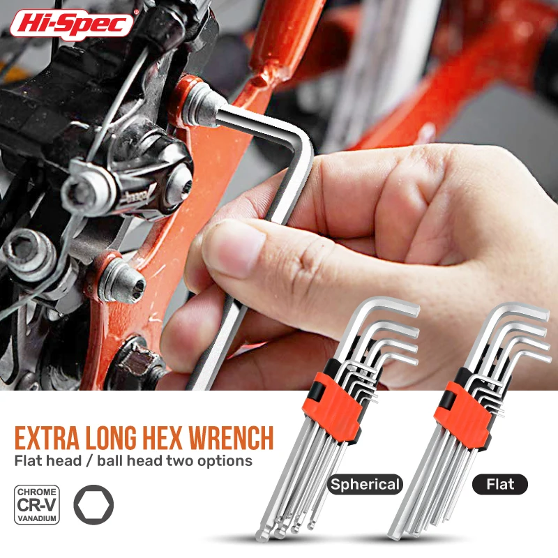 Hi-Chi Tiết Kỹ Thuật Cờ Lê Lục Giác Bộ 9 Chiếc L Loại Đôi Cấp Vít Lục Giác Bộ Cờ Lê Lục Giác Phẳng Bóng cờ Lê 2 Đầu Miệng Hệ Mét Dụng Cụ Cầm Tay