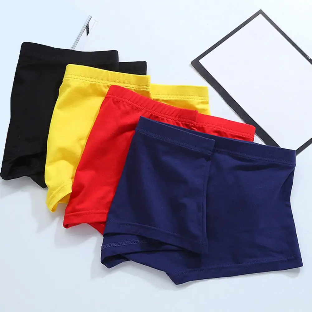 Men Boxer Underwear Solid Color Breathable Elastic Boxer Briefs U-Convex Flat-Angle Design Panties Home Wear 95