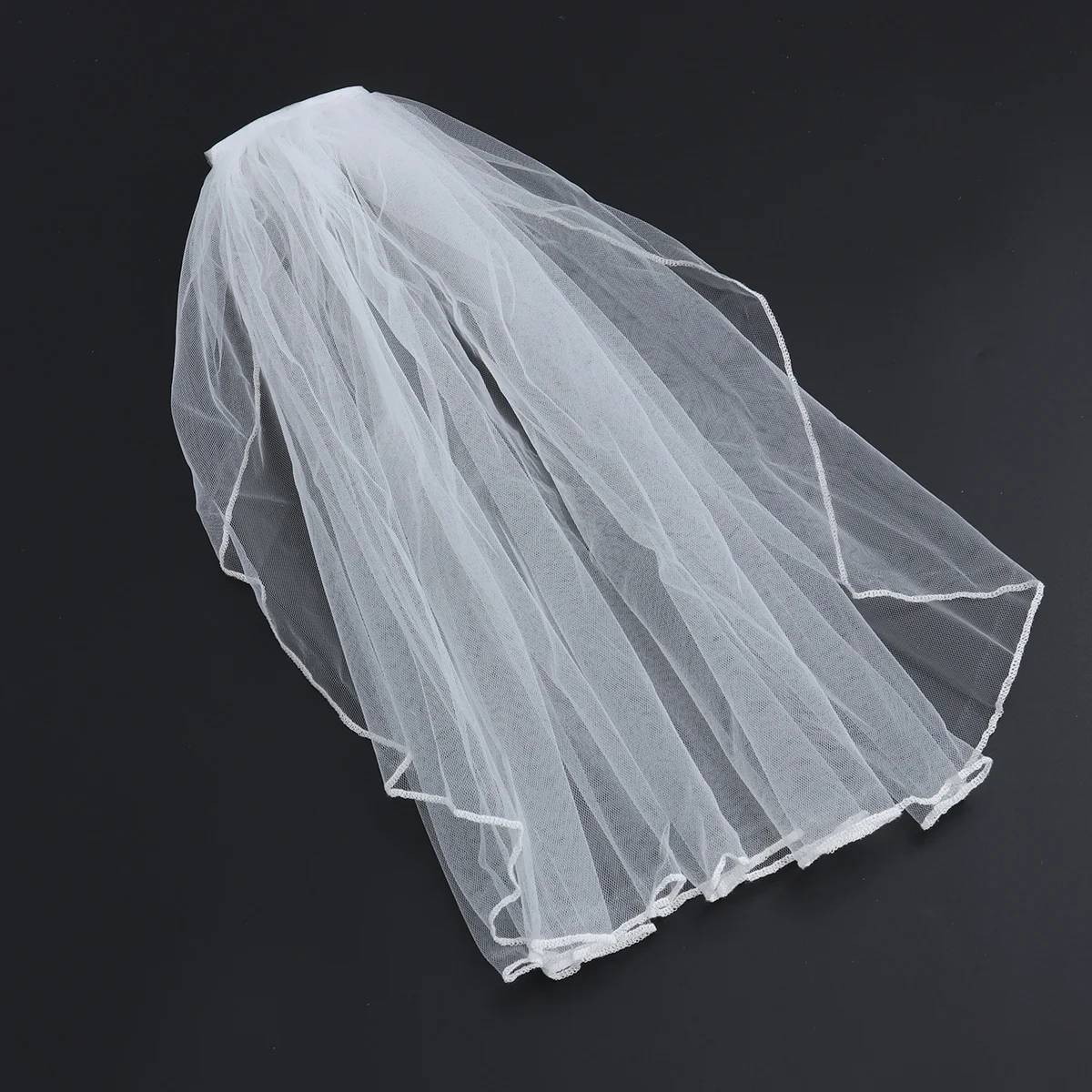 Elegant Short Wedding Veil Tulle Bridal Veils with Comb and Ribbon for Bride Flower Girls Wedding Party Photography(White)