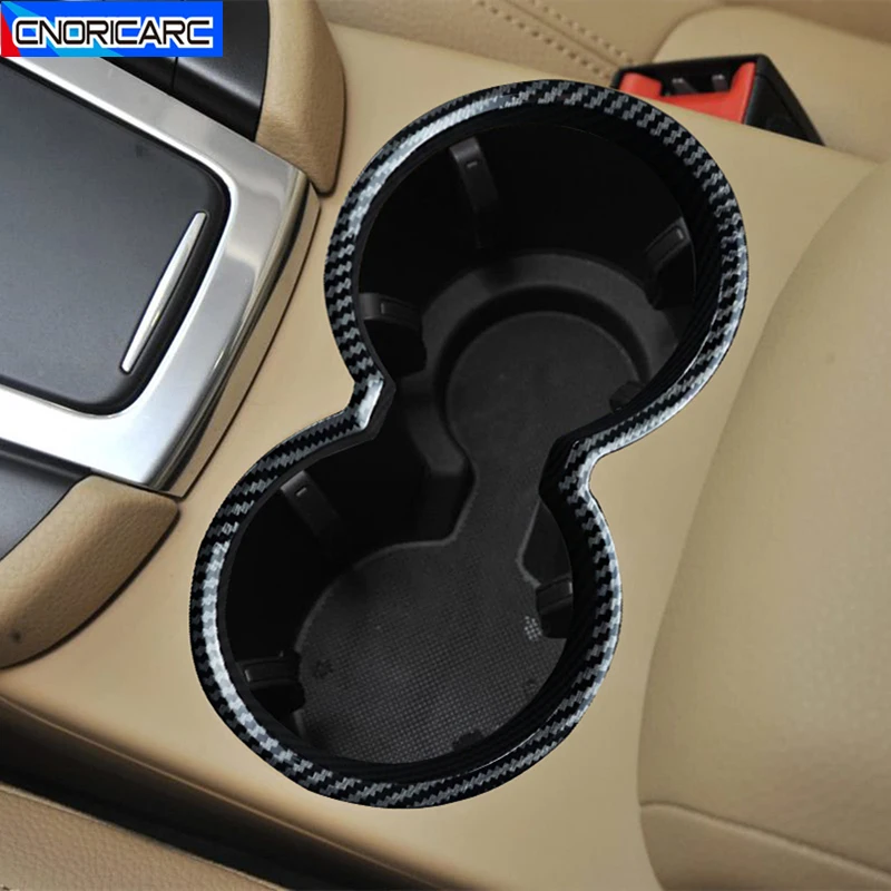 Carbon Fiber Pattern Car Center Console Water Cup Holder Frame Decoration Trim Cover For Porsche Macan 2014-2021 Modified Decals