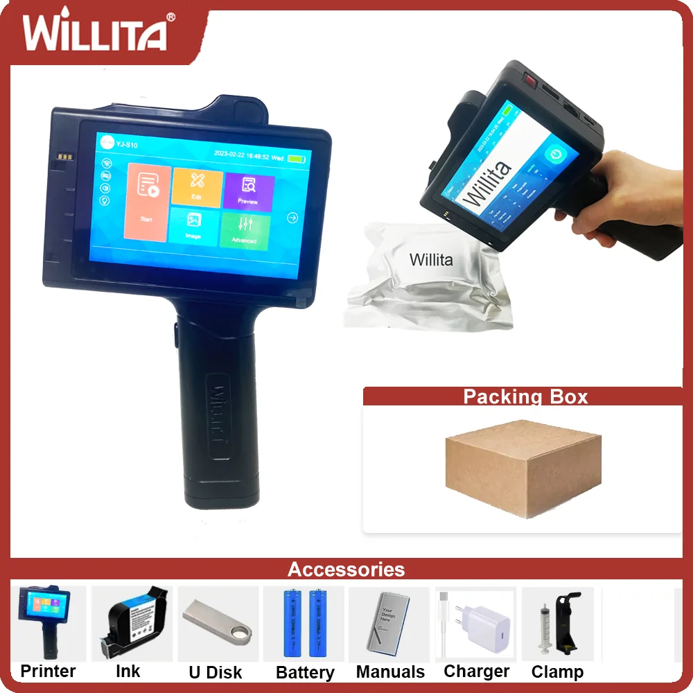 willita handheld inkjet printer numero de serie codigo de barras codigo qr impressao manual producao expirar data lote polegada 01