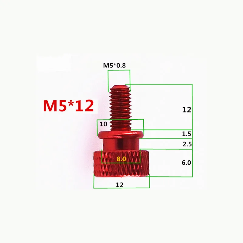 1Pcs -20Pcs M5x12mm/15mm/20mm Colourful Aluminum Knurled Head Computer Case Screw Hand Tighten Thumb Screws