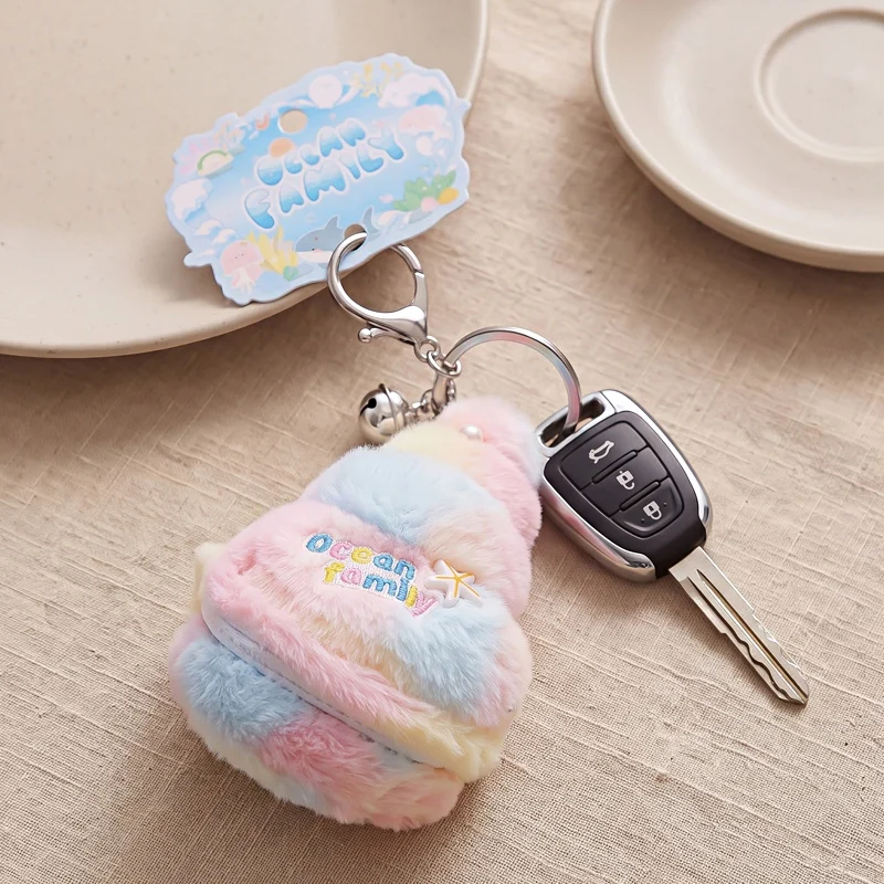 13cm Sea Snail Plush Pendant Stuffed Colorful Ocean River Animal Cartoon Keyring Plushie with Shell Decor for Bag Gift