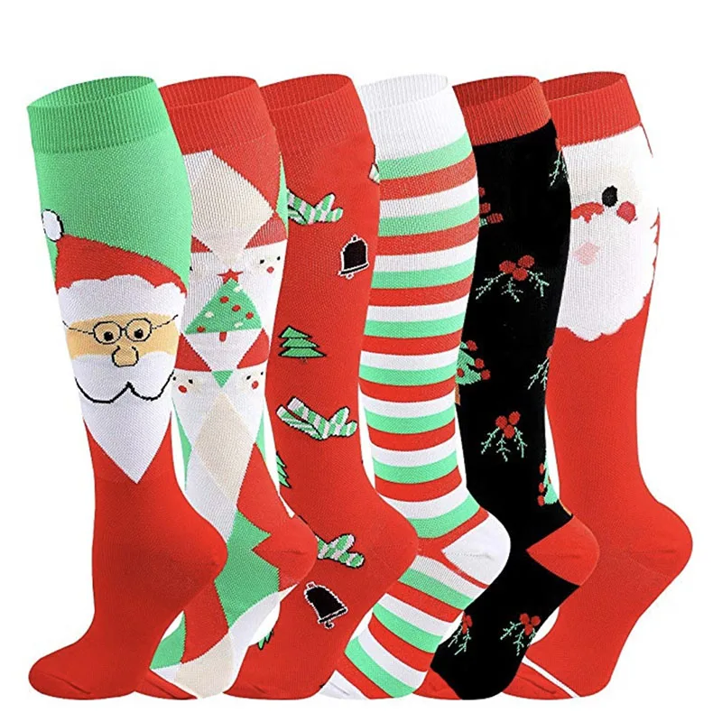 5 pairs lot pack women men elastic Christmas Compression stockings outdoor Nylon breathable sports soccer stocking protect feet