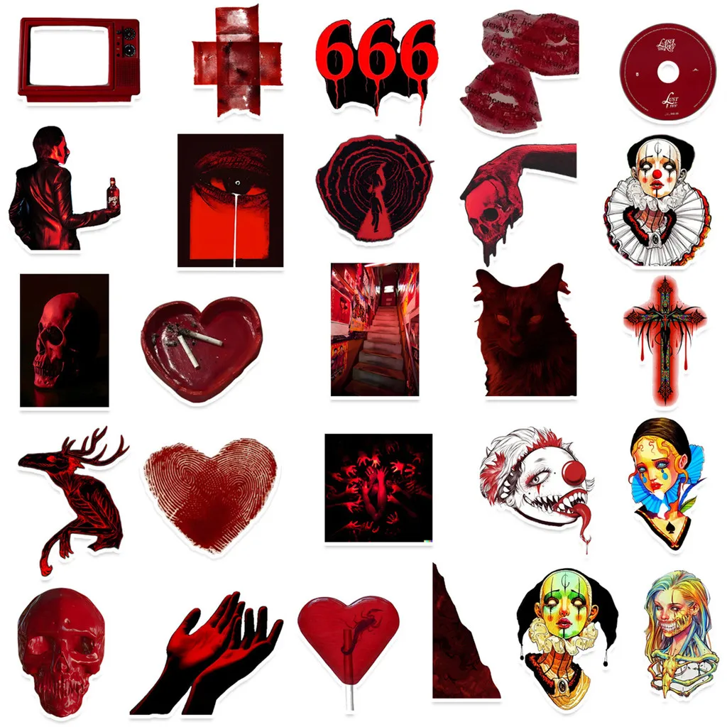 50 adesivi horror trasparenti in stile gotico - per bagagli, tazze d'acqua, chitarra e registrazione di albumYourLife Store