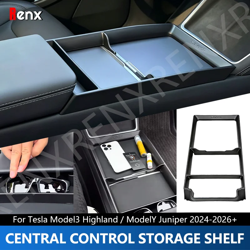 

Control Storage Box For Tesla Model 3 Highland/Model Y Juniper/Model Y L 6 Seats 24-26+Sunglasses Storage Box Tesla Accessories