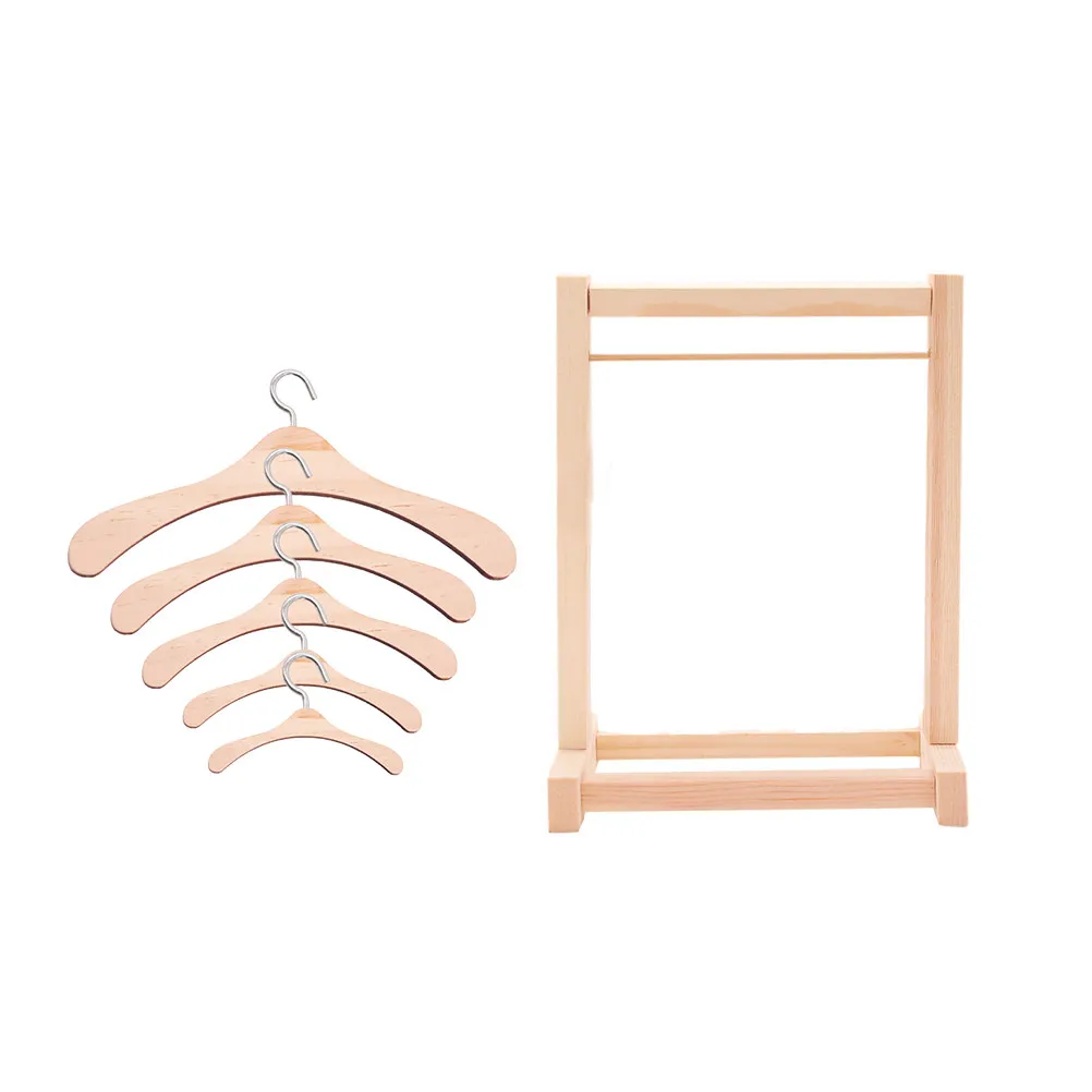 

1Set Wood Wooden Hanging Clothing Rack Wood Color Durable Clothes Organizer Small Clothes Hanging Rack Wooden Hanger