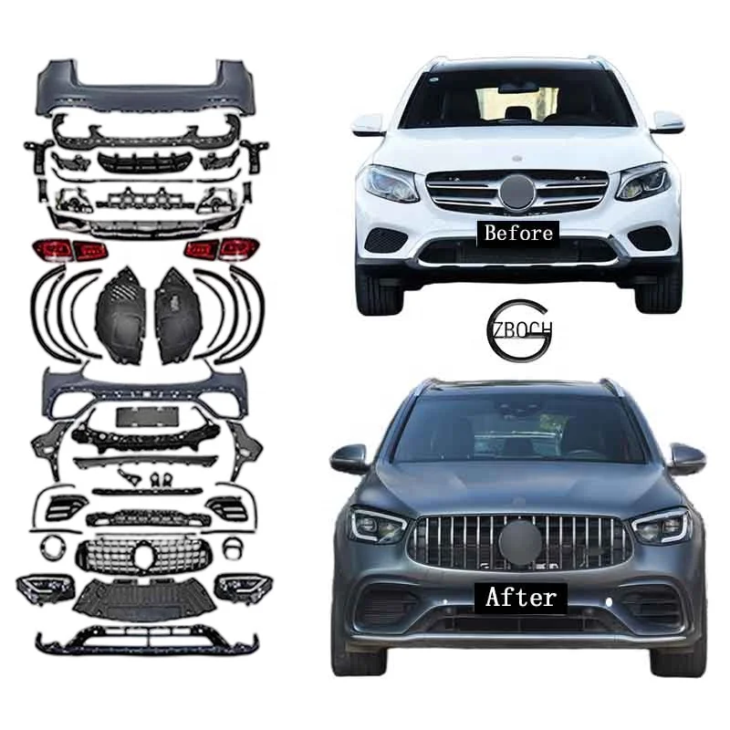 X253 car bumper For Mercedes Benz GLC upgrade GLC63 AMG Body Kit rear car bumper front car bumper