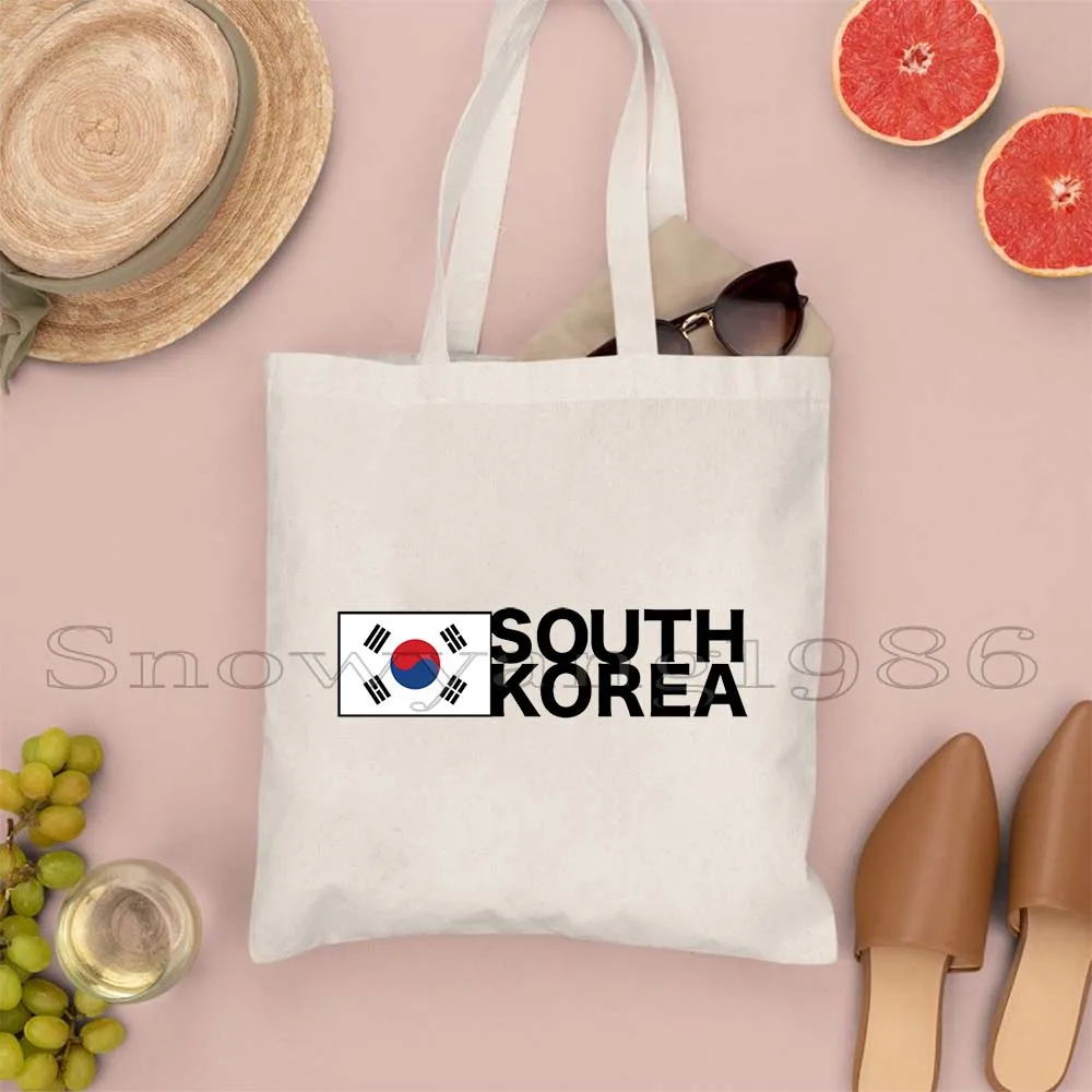 KPOP كوريا الجنوبية العلم سيول Ulzzang Ins قماش حقيبة كتف حقيبة إصبع القلب المرأة الكتب حقيبة يد الشاطئ حقيبة المتسوق عادية
