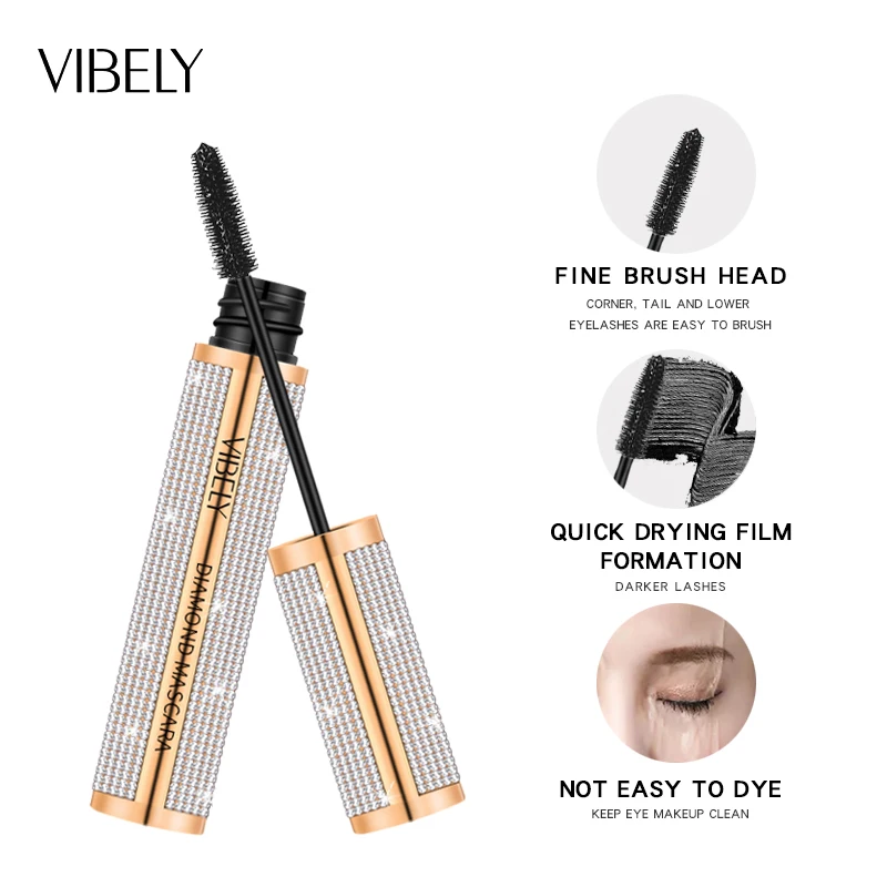 VIBELY Mascara 4D Fiber Extra Volume Black Water Proof Lengthening Eyelashes Mask Makeup Sexy Female Eye Lash Make-ups Product