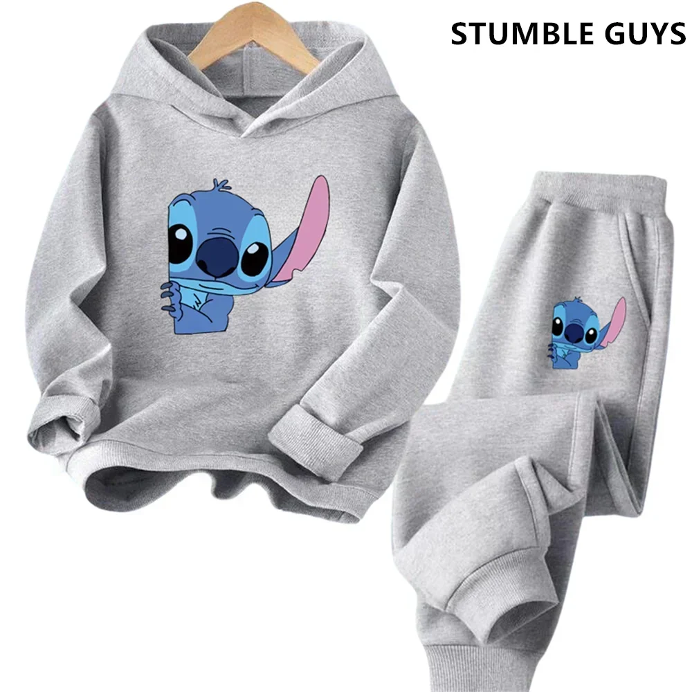 Stitch Trucksuit Harajuku Printed Children's Hoodie for 3-14 Years Old Autumn Street Fashion Boys Girls Pullover Outdoor Sports