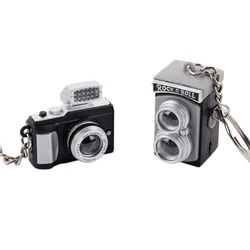 Retro Camera Model with Sound and Light Keychain Photographer Gift Key Chain Creative Mini Vidicon Keyring Baby Photo Prop Camer