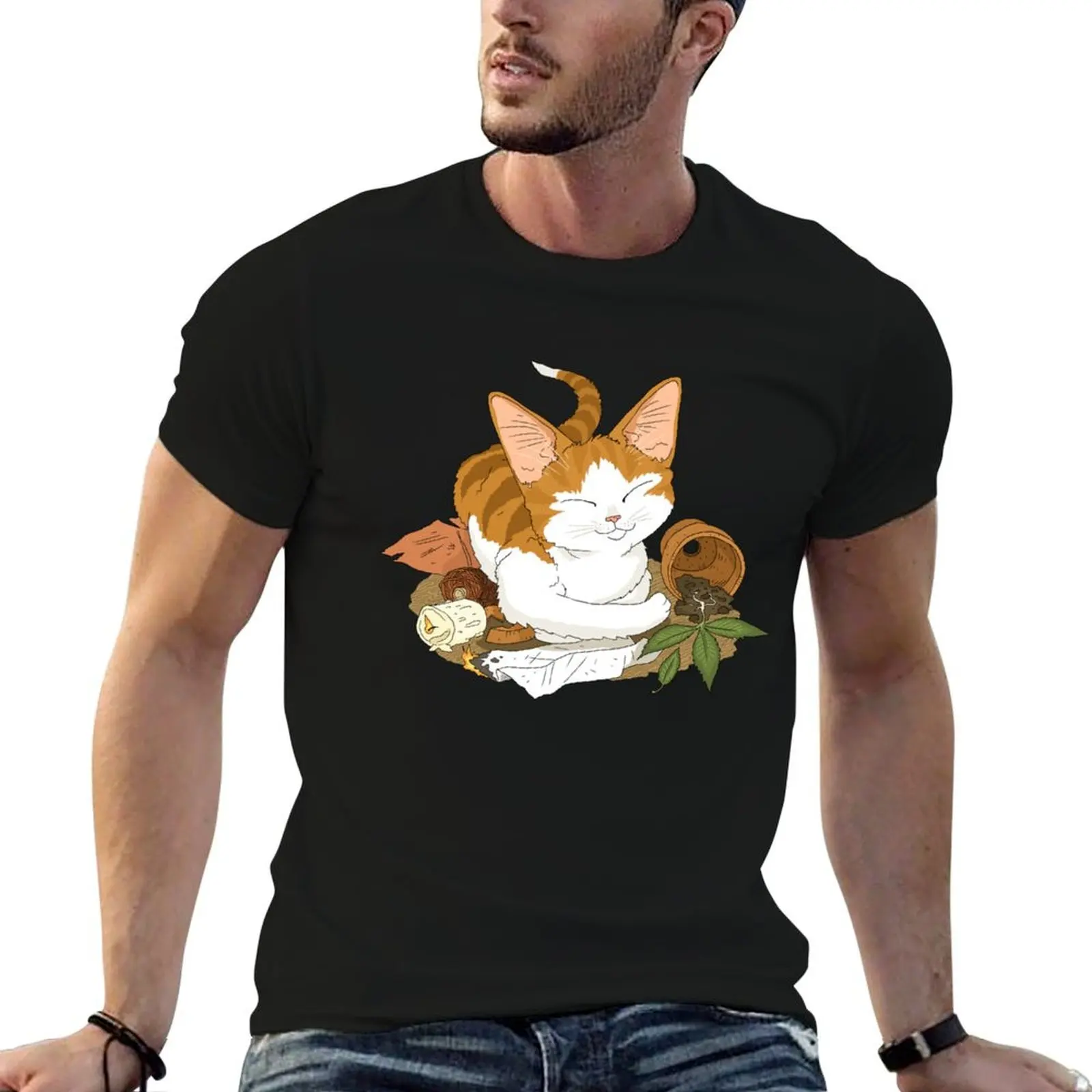 

messy shirt t cotton 100% T-Shirt man kitty tshirt cotton