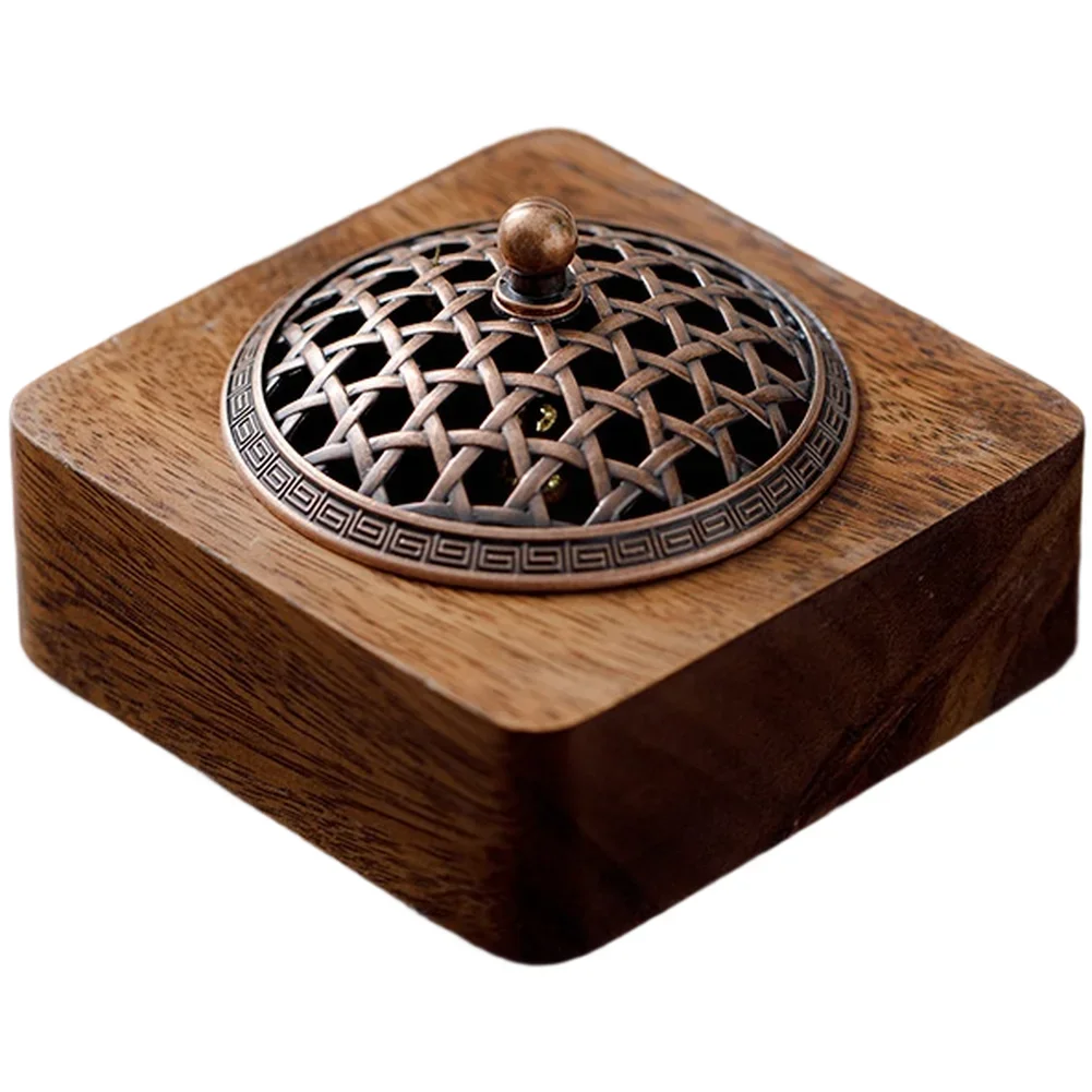 Minimalist Walnut Aroma Diffuser And Incense Burner With Lid For Home Use Supports Multiple Incense Types With Safety Design