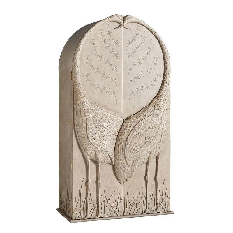 

French classical independent wardrobe solid wood crane relief light luxury clothing storage cabinet retro carved clothing