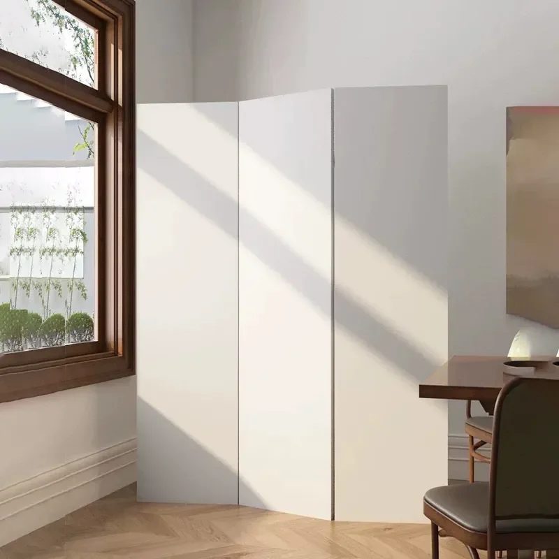 Pure White Mobile Screen Partition for Living Room Office Hotel Entrance Photography Modern Cream Style Room Divider