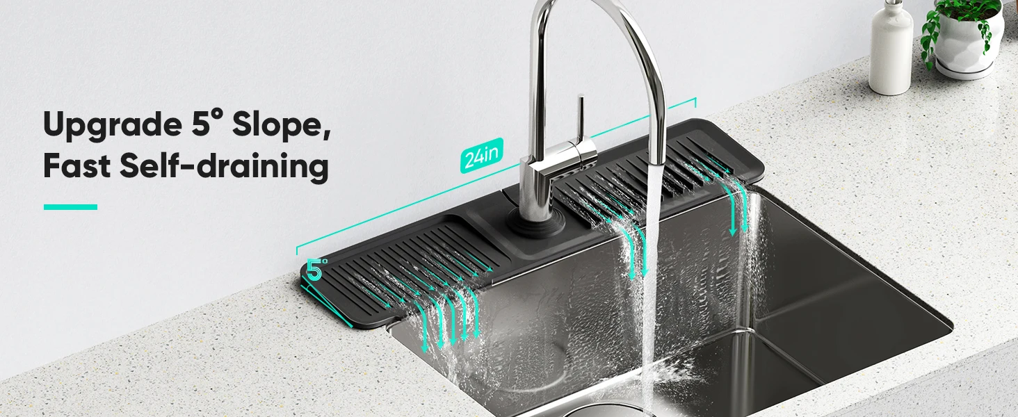 24-Zoll-Wasserhahnmatte für Küchenspüle, Badezimmer, Küchenspüle, Spritzschutz, Silikon-Waschbecken-Wasserhahn-Matte, Spritzschutz – Detail 3