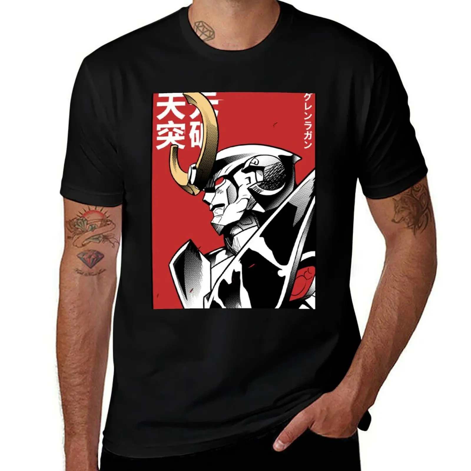 

Tengen Toppa Gurren Lagann Red T-Shirt black cotton t-shirt plain for man package funny t shirts cotton T-Shirt