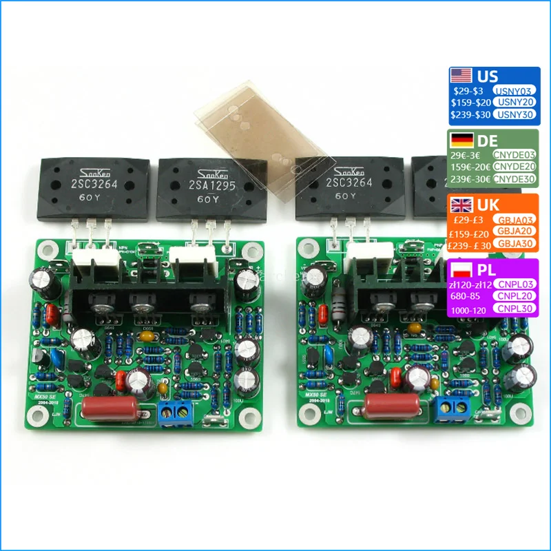 2PCS 2SA1295 2SC3264 Dual-channel Audio Power Amplifier Board 100W*2 HiFi Stereo  Diy Kit Finished  MX50 SE