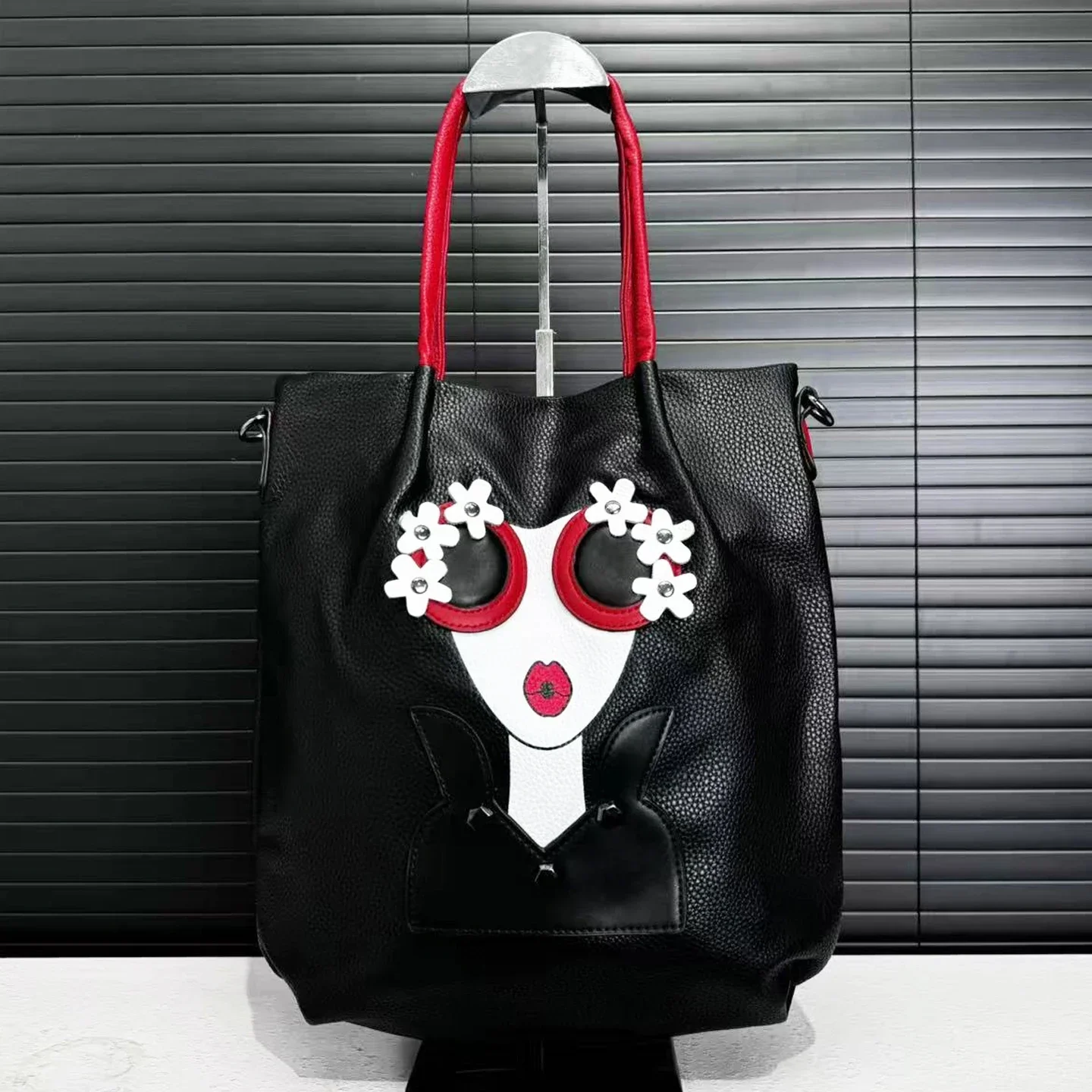 

Women's Funny Trendy Handbag Creative Design Girl Print PU Leather Large Capacity Shopping Bag Casual Shoulder Bag