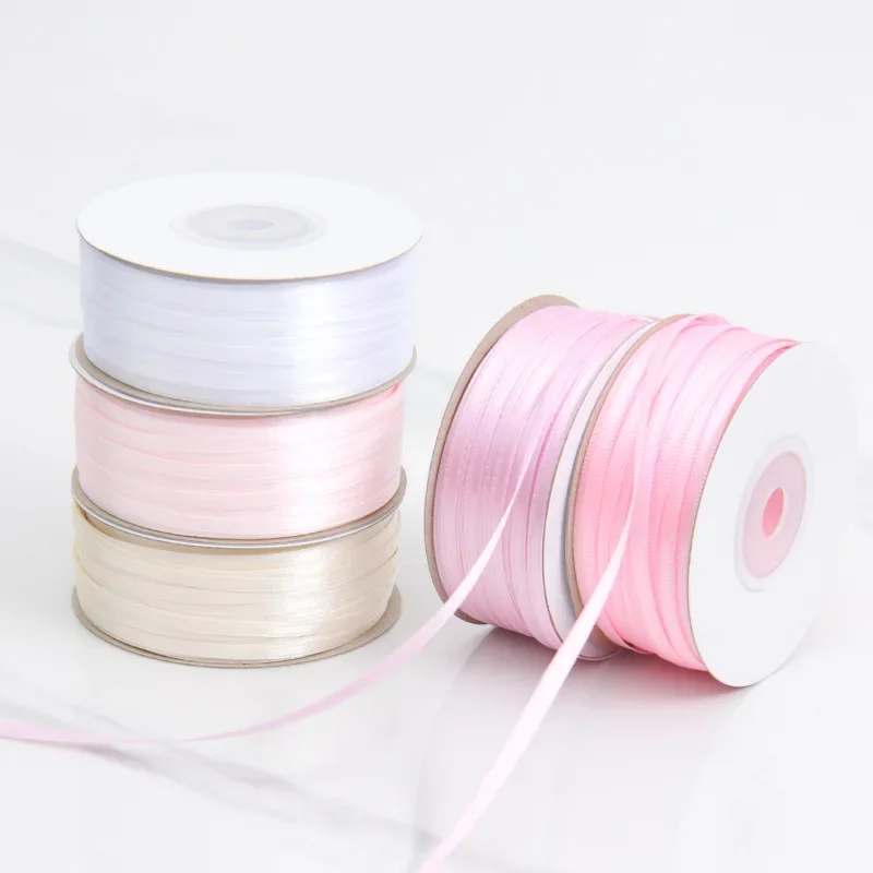 1pc Coloured ribbon 3mm Fine ribbon Two-sided Polyester fiber Braided hair accessories Party Dressing DIY Handmade materials