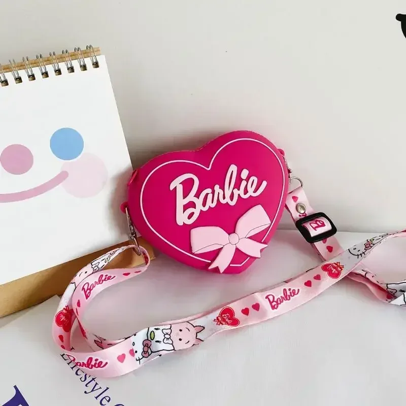 Monedero de Barbie con personalidad de moda, lindo encanto de dibujos animados, bolsa de almacenamiento de auriculares portátil, bolso de hombro inclinado, regalo de vacaciones