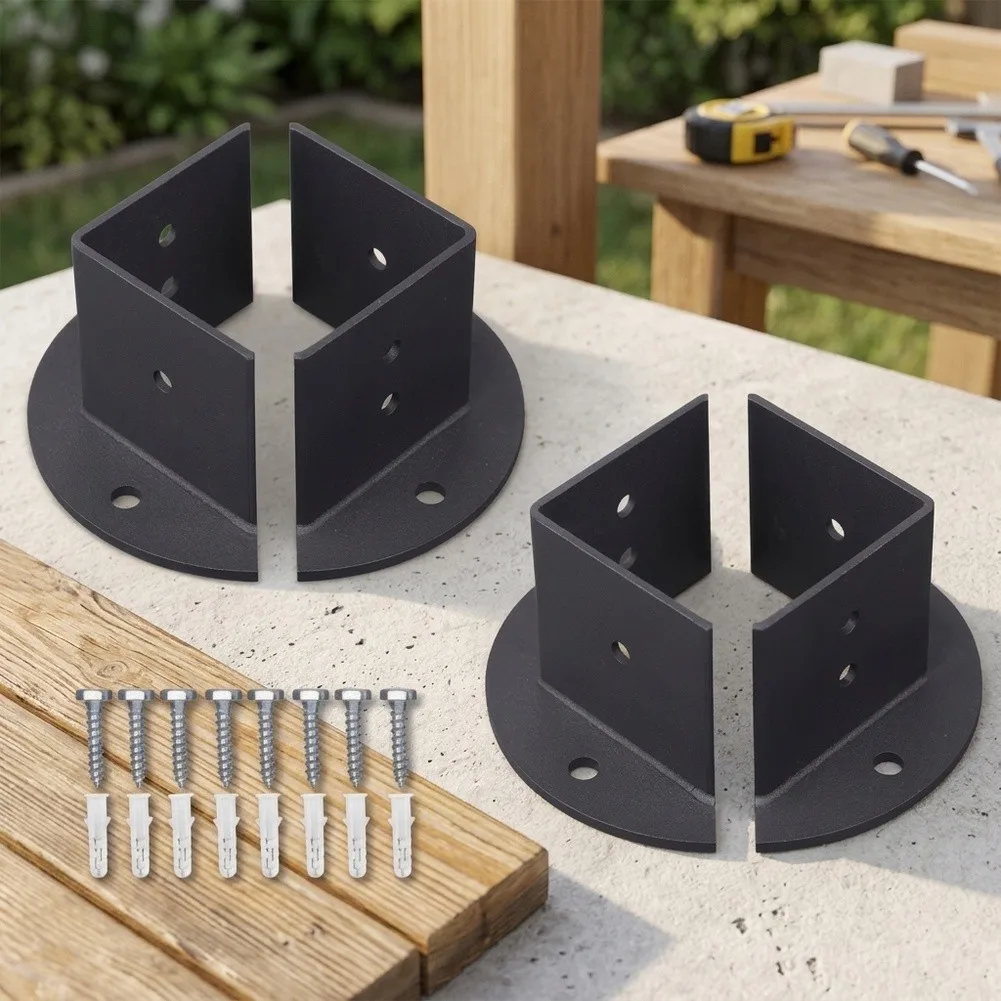Adjustable Post Base Brackets for Deck and Pergola Posts Compatible with 2x2 for 4x4 6x6 Inch Carbon Steel Construction Long