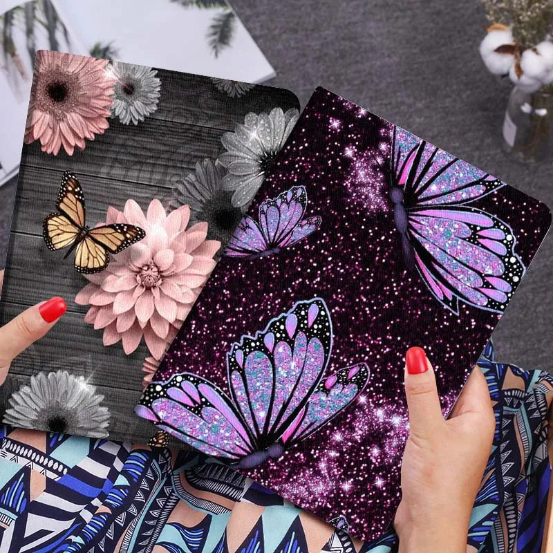 

Art Purple Butterfly Glitter Gift Tablet Case For Huawei Honor MatePad MediaPad Air 5 6 7 11 V6 V7 V8 V9 X9 X8 T10 T10s C5e T5