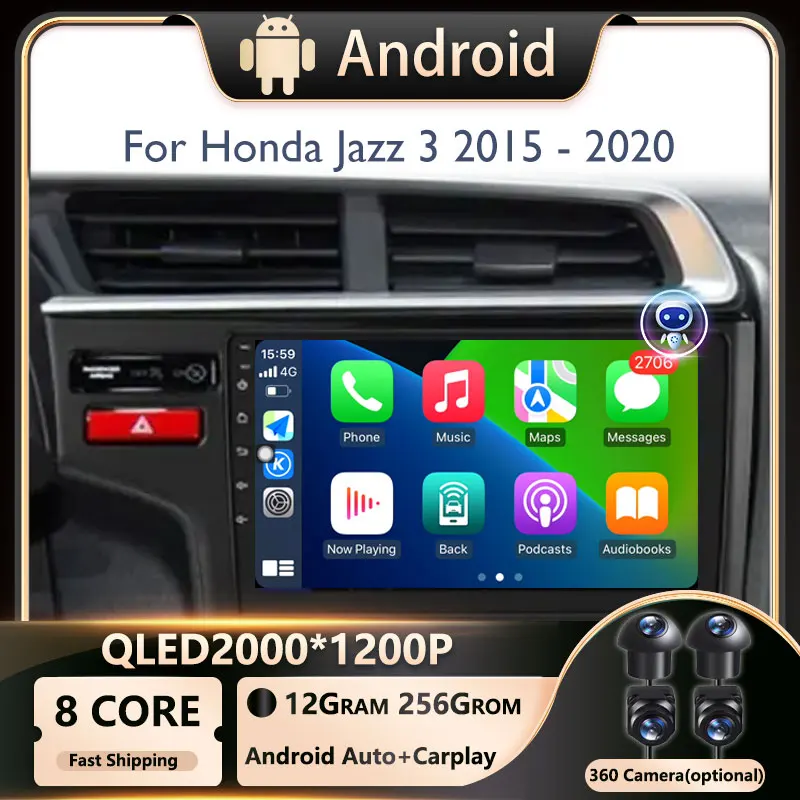 

for Honda Jazz 3 2015-2020 Android OS Multimedia Video Player Car Radio Navigation Stereo GPS DSP WiFi 4G 2 Din 9 Inch Screen