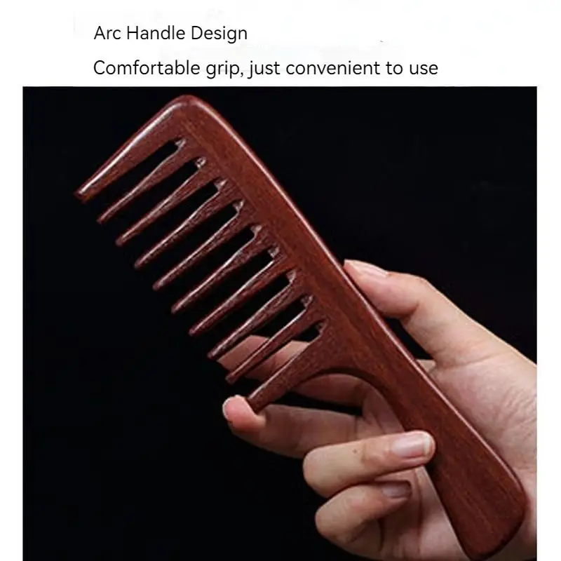 Handmade Wide Tooth Wooden Comb Head Scalp Massage Comb Sandalwood Hair Comb Hair Pick, Anti-Static Natural Hair Detangler