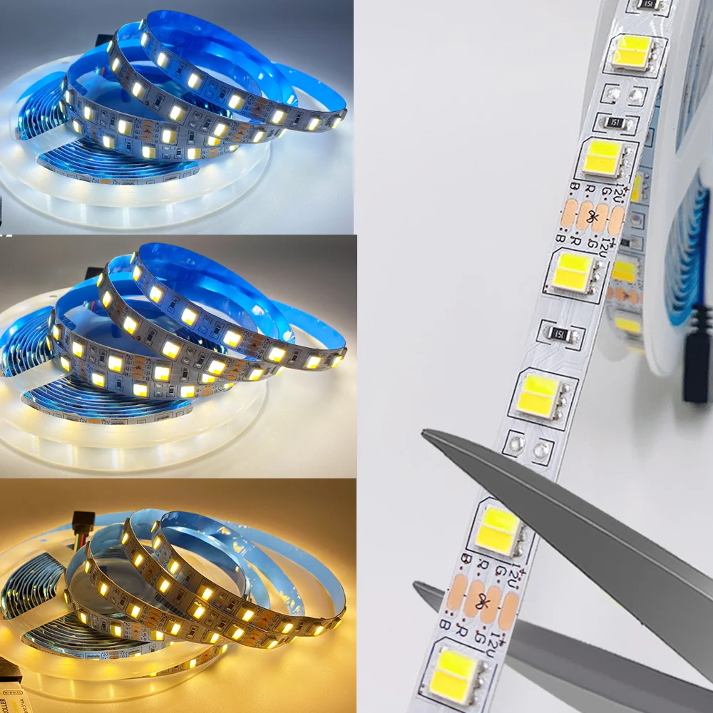 12V 24V 5M SMD 5050 3528  WW/CW RGBCCT 60leds/m 96leds/m 120leds/m 5 Colors In 1 Chip CW+RGB+WW Led Strips Flexible Tape Light