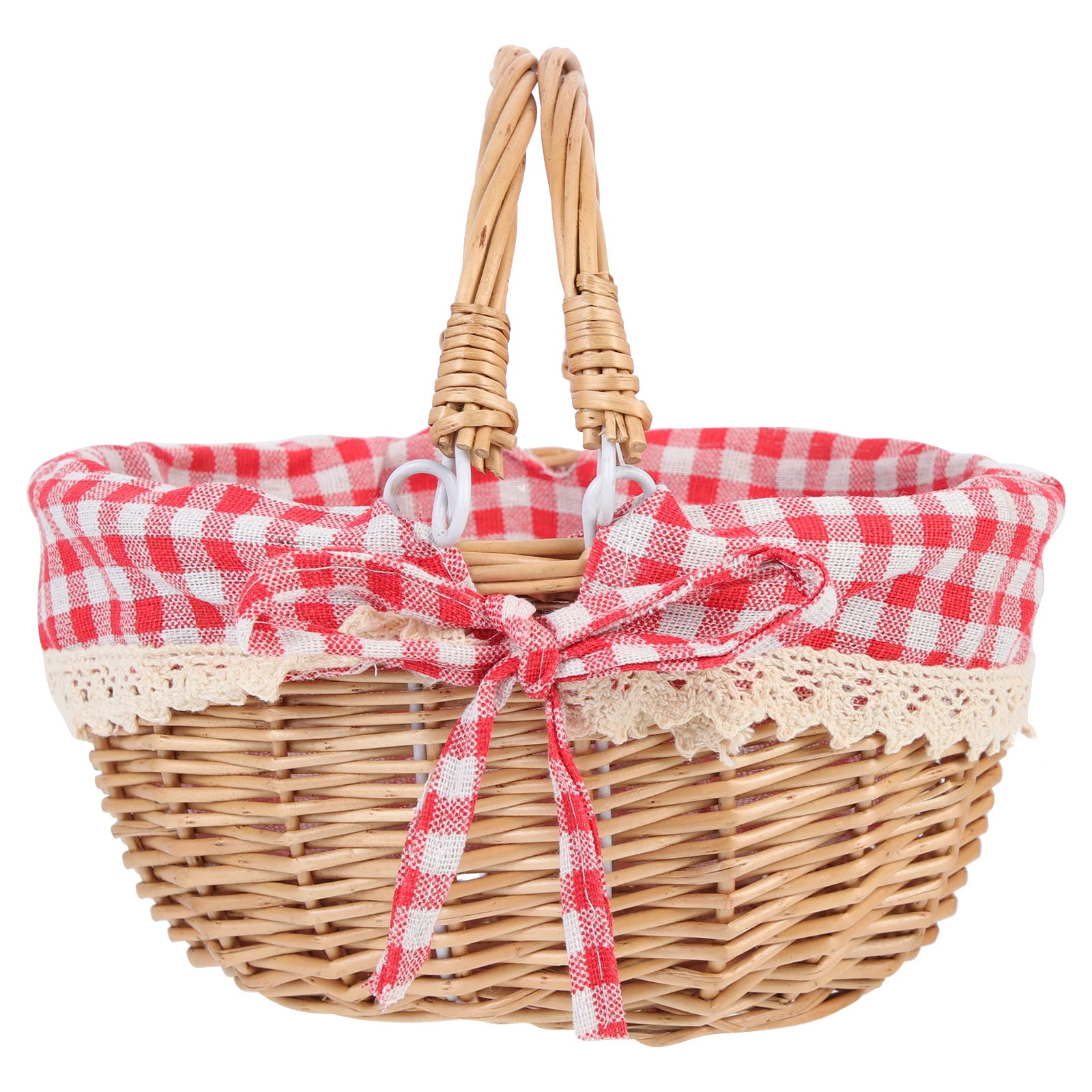 سلة نزهة من الخوص سعة كبيرة سلة تخزين محمولة للتخييم في الهواء الطلق التجمعات العائلية حامل طعام فواكه متعدد الأغراض