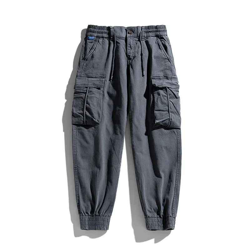 New Cotton Joggers Cargo Pants Men Fashion Multi-Pocket Casual Pants Mens Streetwear Solid Color Trousers Man Sweatpants