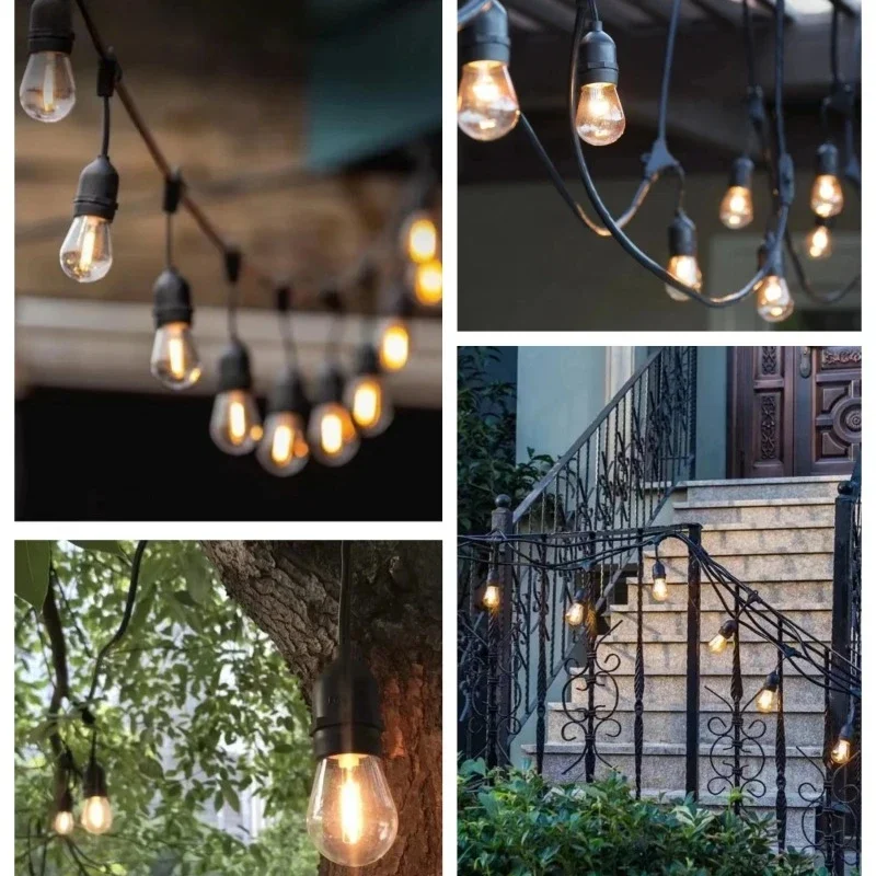 Outdoor String Lights Weatherproof E27 Edison Bulbs Style LED String Light for Party Home Patio Backyard