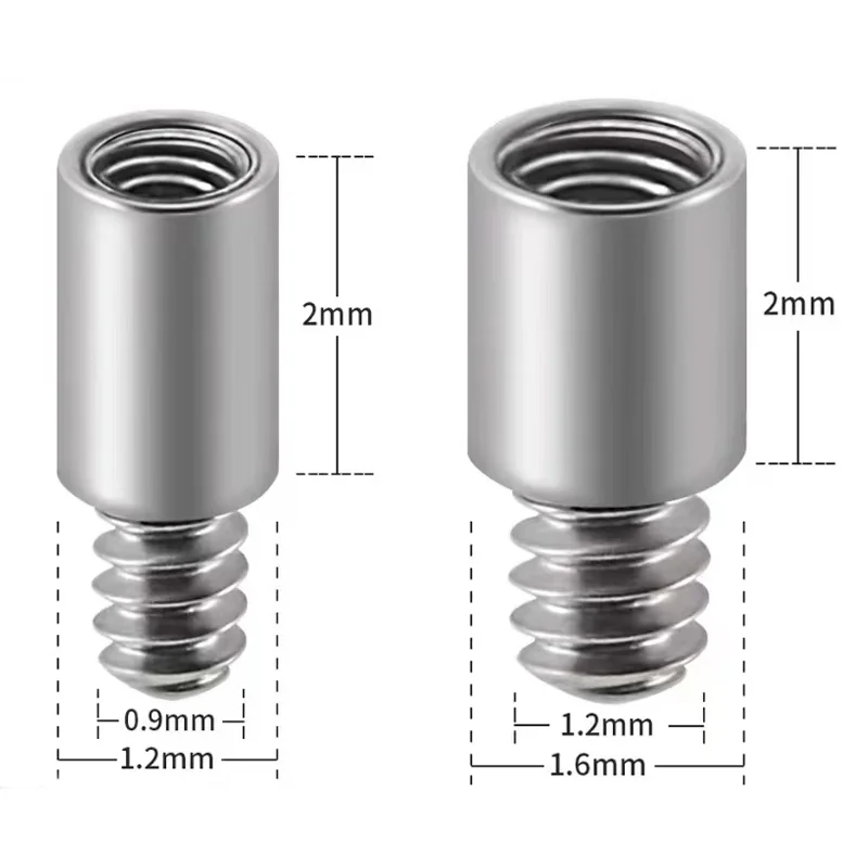 10 Pcs ASTM F136 Titanium PIERC Internal Thread Extension Nail for 0.9-1.2mm Threaded Base Skin Surface Barbell Body Piercing