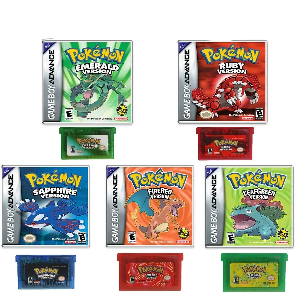 Scheda di gioco Pokemon lingua inglese Emerald Sapphire Series GB NDSL GBC GBA GBM SP Ruby cartuccia Video rassodata Console scheda di gioco