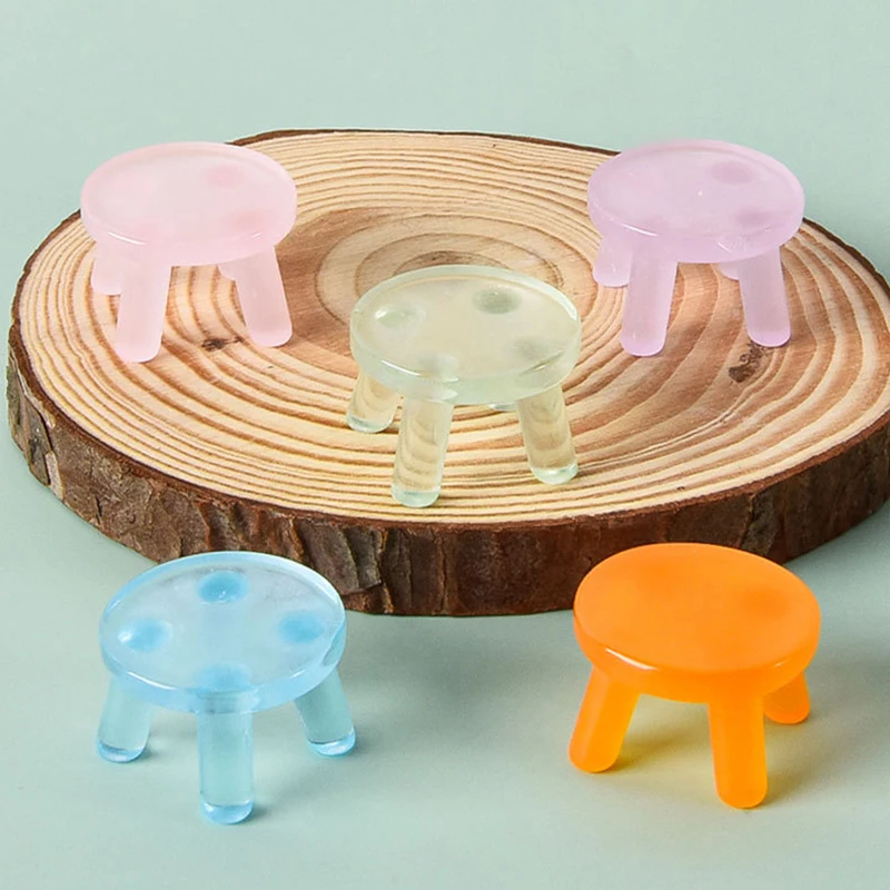 Luminous Macaron Stool, DIY Jóias Acessórios, Desktop Car Play, Casa Toy, Resina Ornamentos, 5pcs