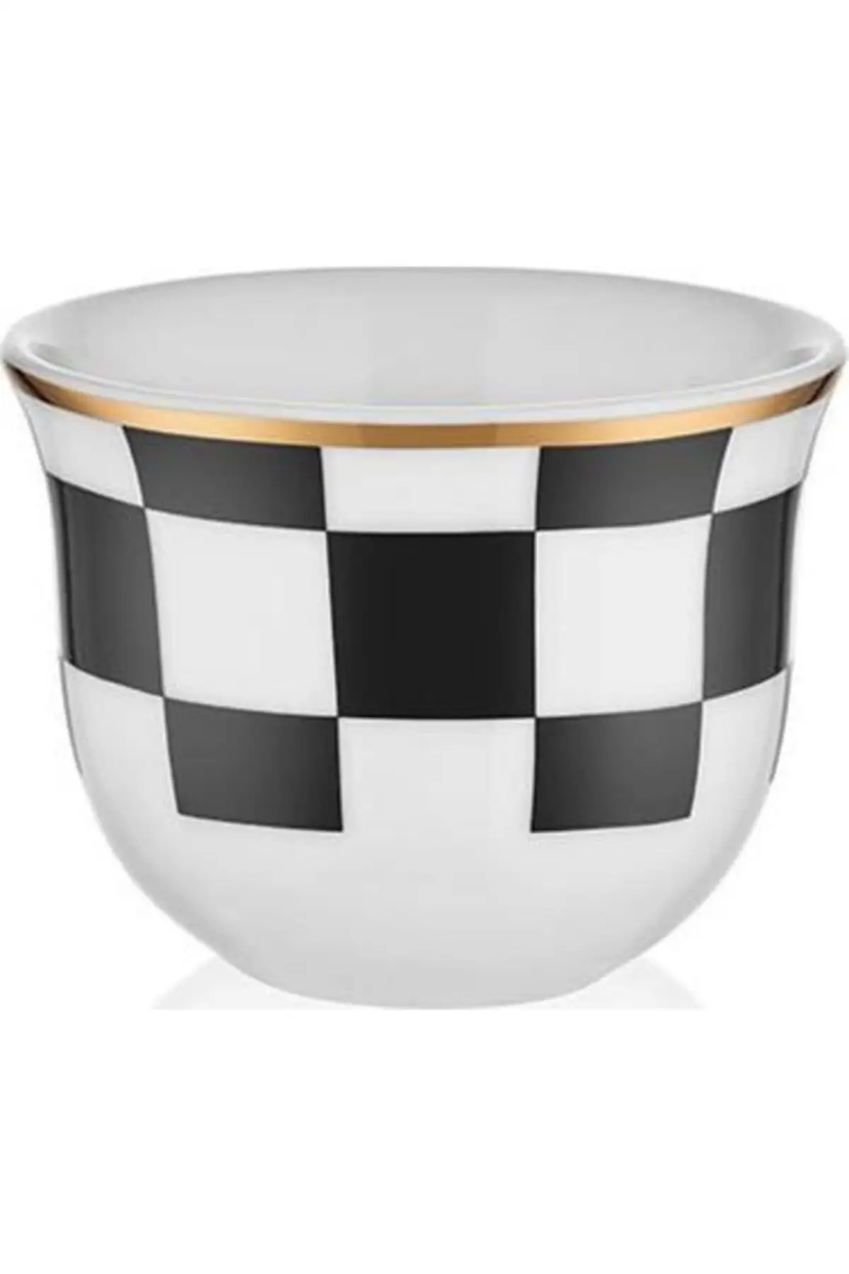 DOLBOVI Dervısh Handle Gawa St 6 + 6 Checkerboard Black White Premıum English Tea Glass Cup