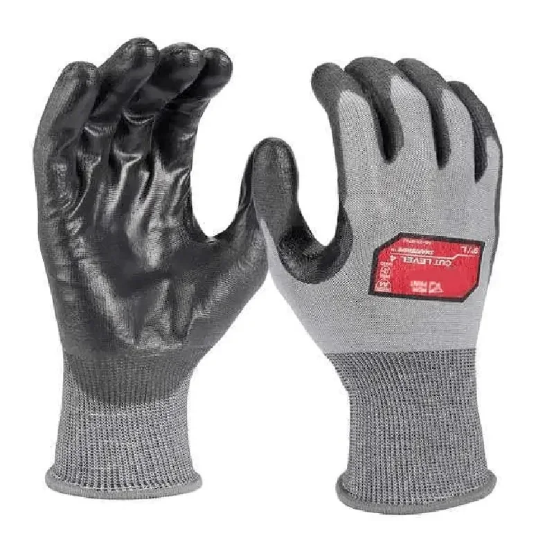 

12 Pair Cut Level 4 High Dexterity Polyurethane Dipped Gloves - L, A4 Cut Level, 18 ga, Gray