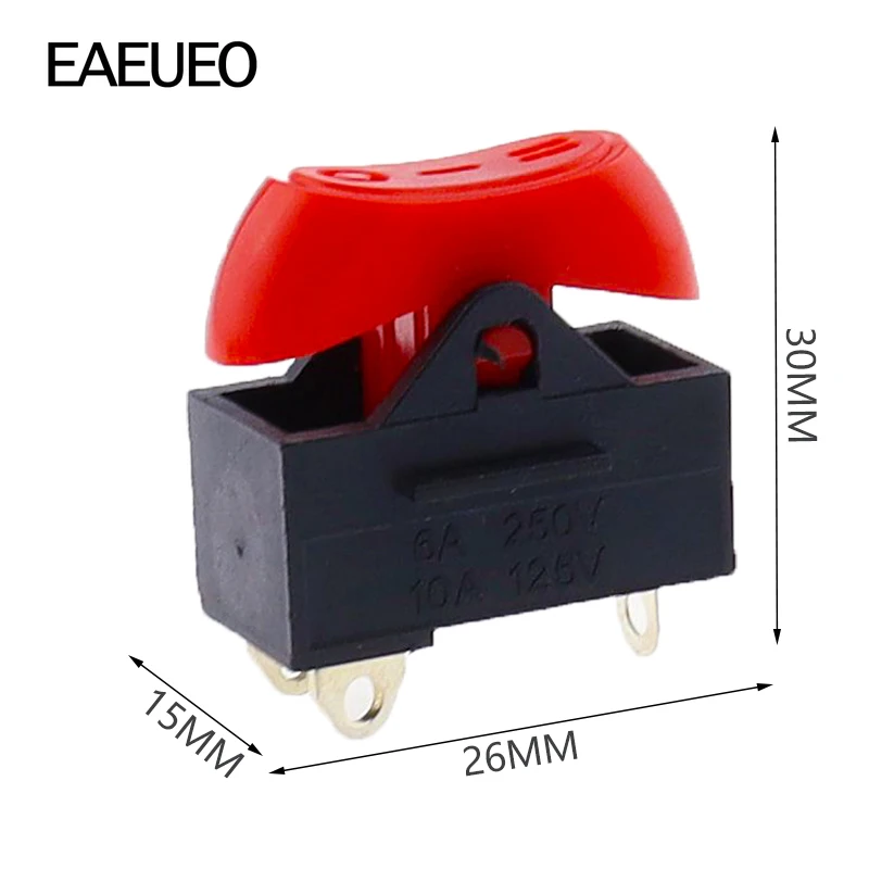 50Pcs KCD15-103/T Hair Dryer Switch 3 Pins Rocker Switch 3 Position ON-OFF-ON boat shaped switch