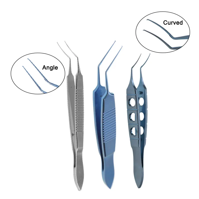 GREATLH Capsulorhexis Forceps Autoclavable Ophthalmic Surgery Instrument Angle Curved