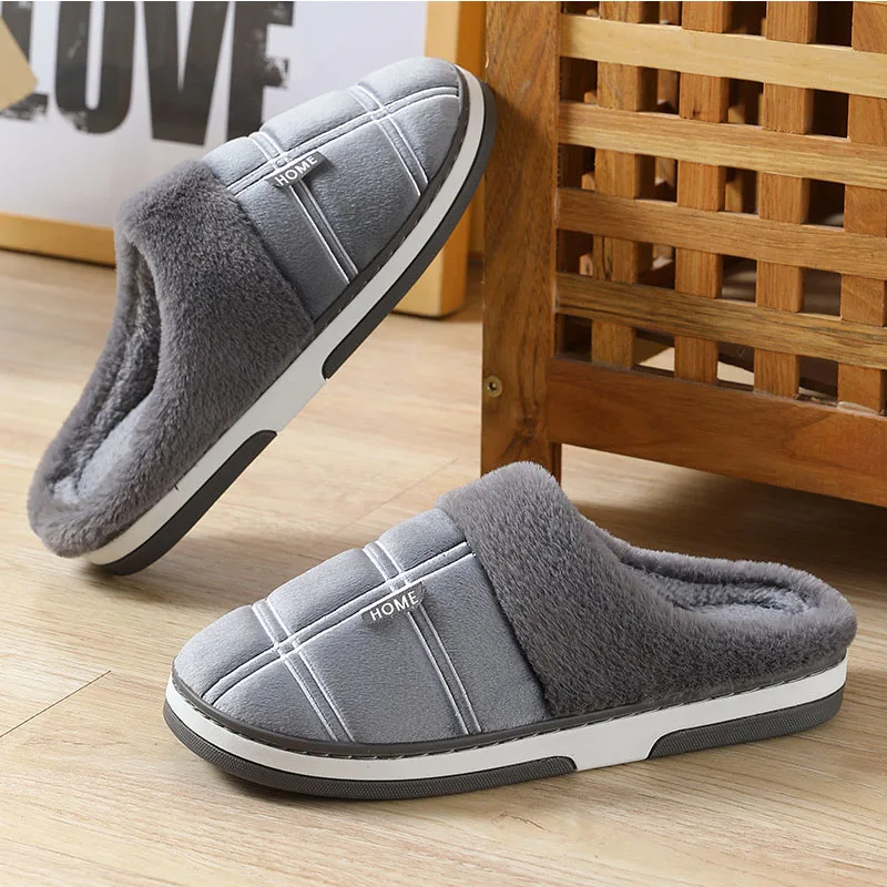 New Winter Man Slippers House Winter Indoor House Comfort Flat Heel Slides Home Indoor Bedroom Zapatillas Casa Mujer