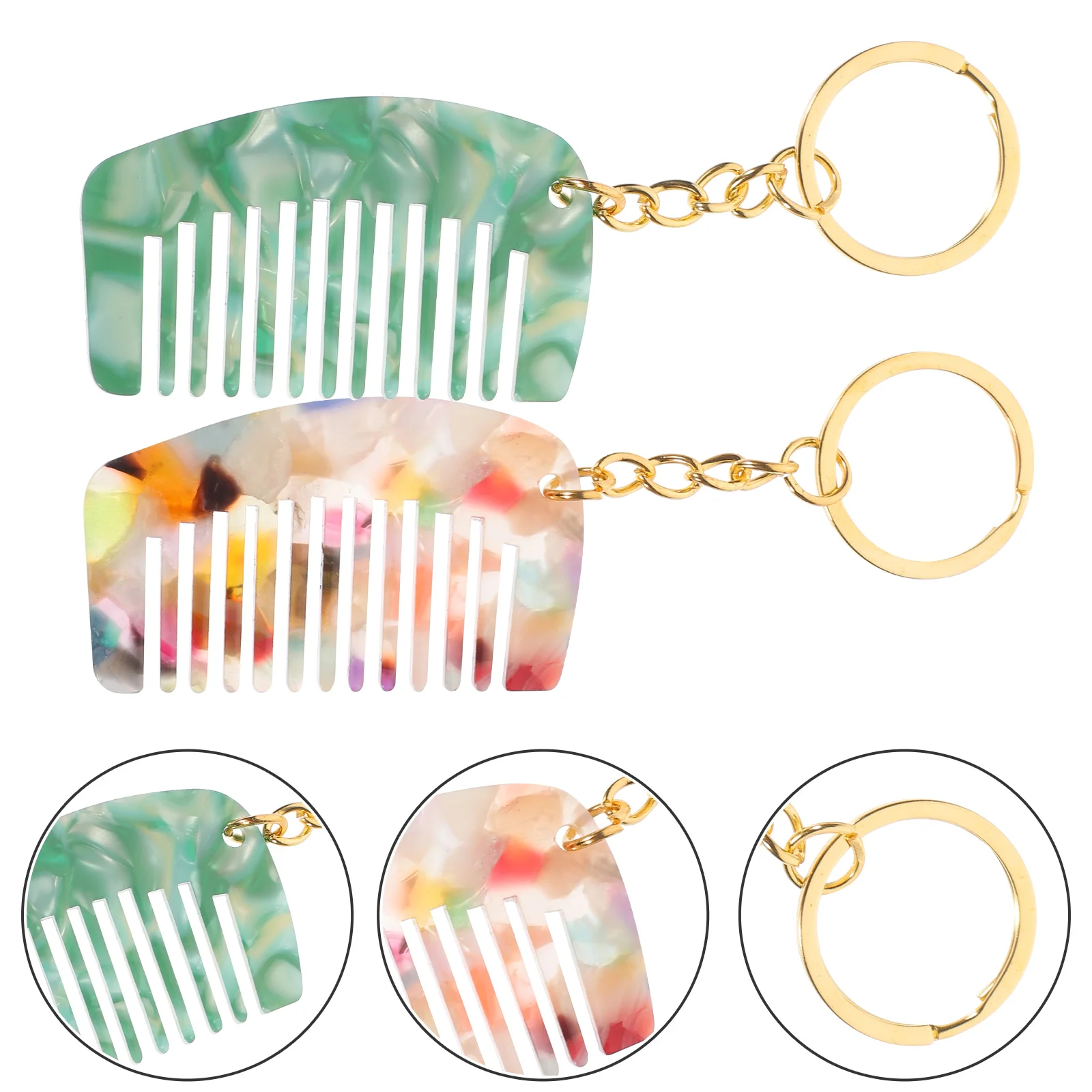 

2 Pcs Mini Comb Wide Tooth for Curly Hair Curls Combs Women Small Detangler Keychain