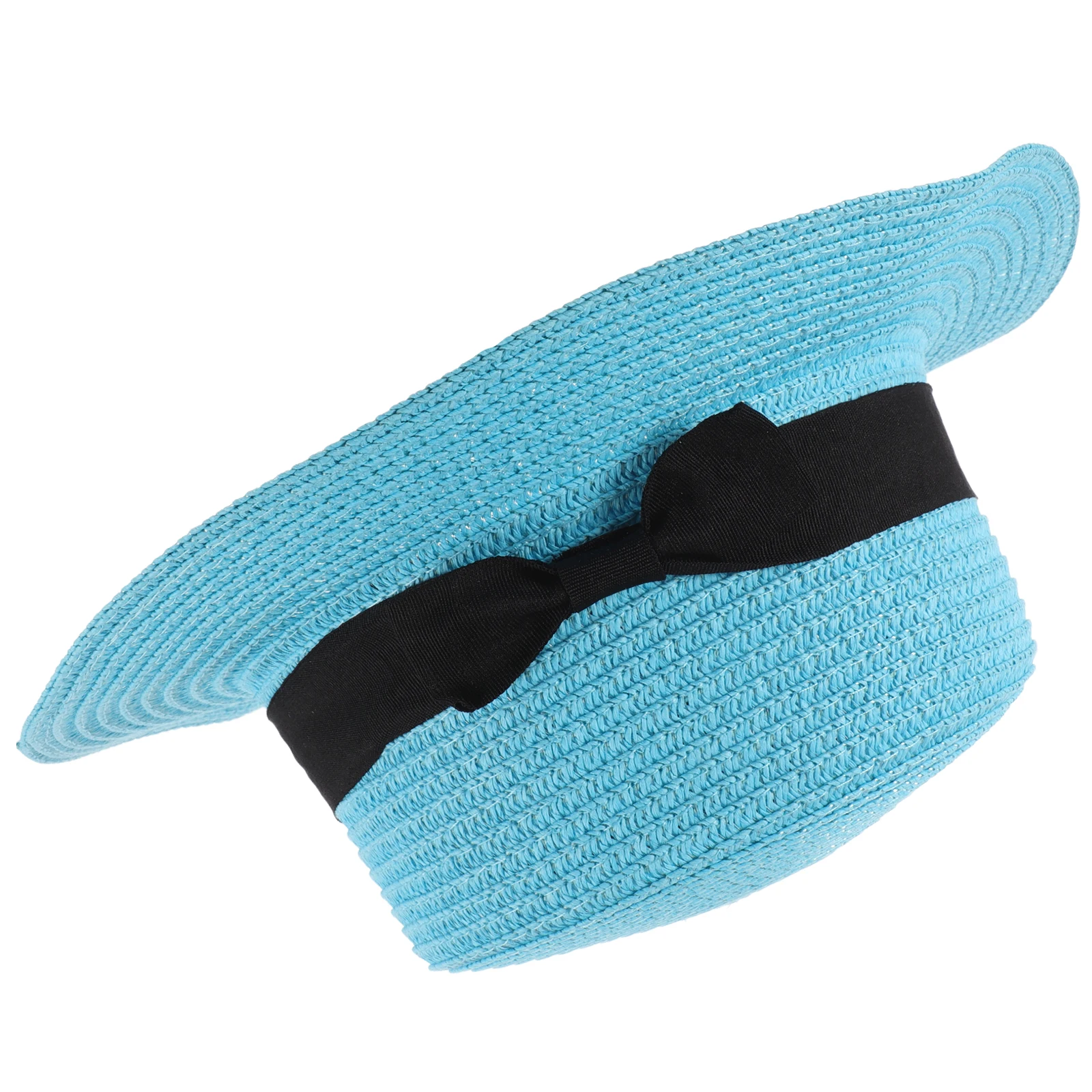 

Dome Straw Sun Hat Sky Blue Free Size Women Girls Beach Bowler Foldable Wide Brim Hats Lightweight Comfortable Stylish Sun