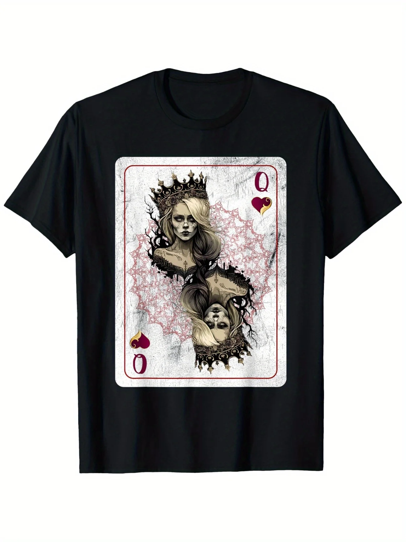 

Creepy Gothic Queen Hearts Graphic Printing Summer Autumn Winter Cotton Men's and Women's T-shirts Short Sleeves Luxury Outdoor