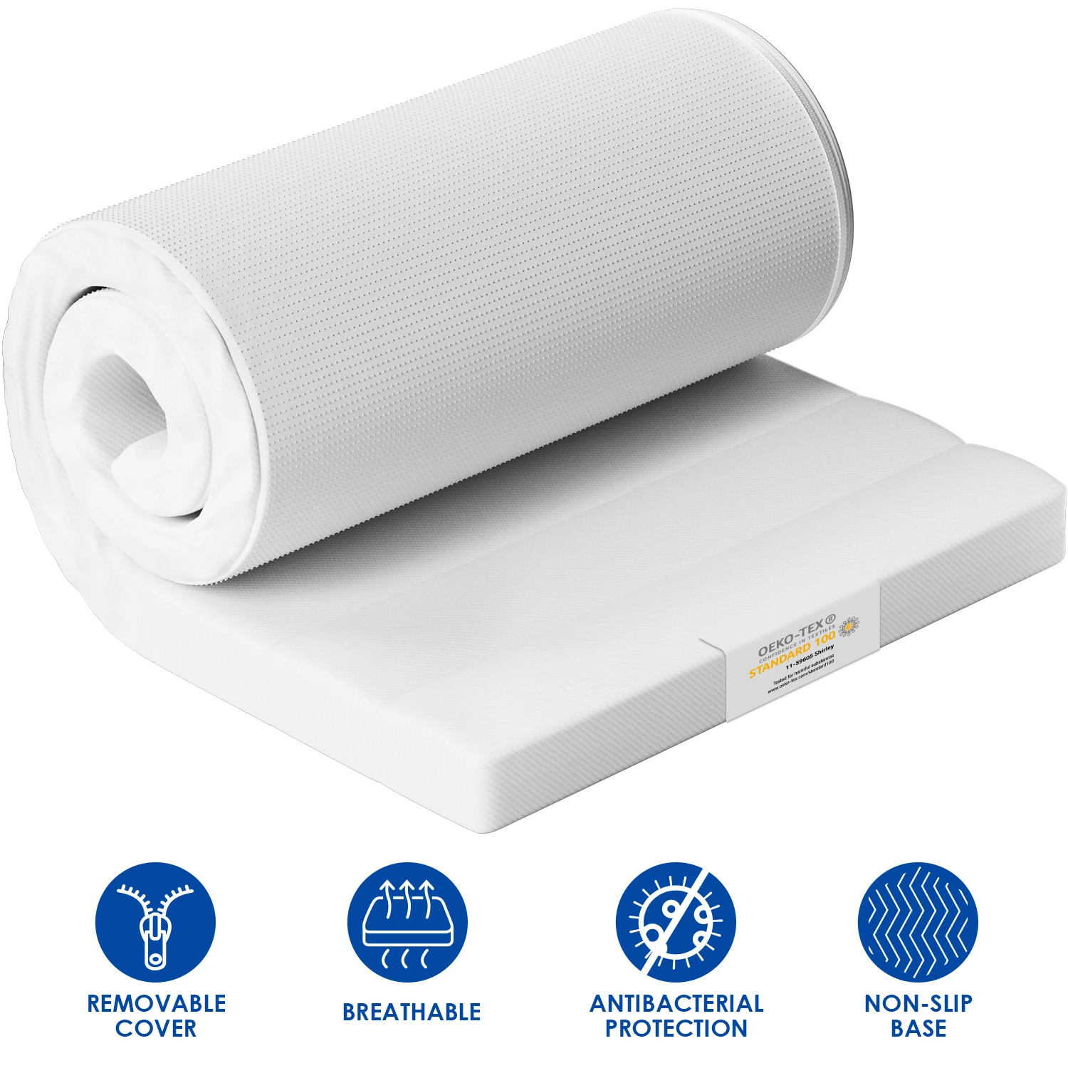 AUTHMIC - Colchón con memoria de espuma de gel, funda lavable, ergonómica, transpirable, de 7 zonas, antideslizante, para comodidad del sueño en casa