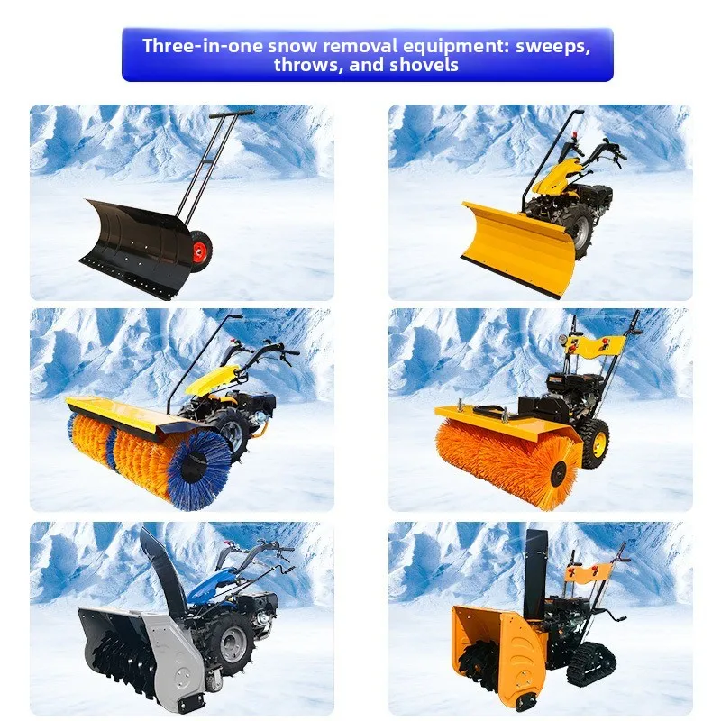 Full gear snow throwing snow shoveling roller brush hand push municipal sanitation road snow clearing equipment